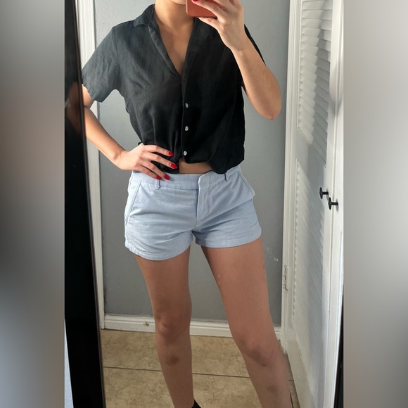 J.crew light blue cotton trouser shorts 0 | coastal granddaughter preppy travel - Picture 9 of 14